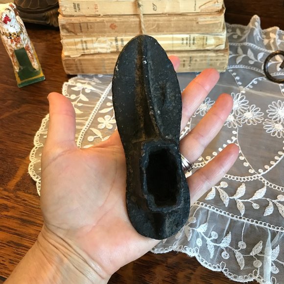 antique cast iron childs shoe mold
